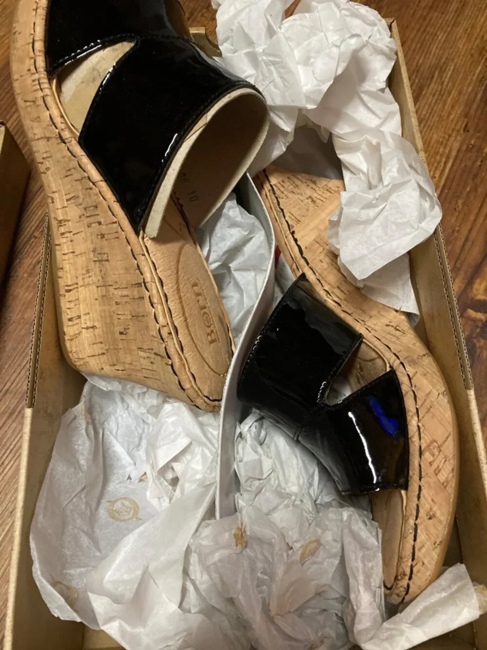 Born Zefira Women's Open Toe Leather Platform Sandals - Black US 10 - New In box